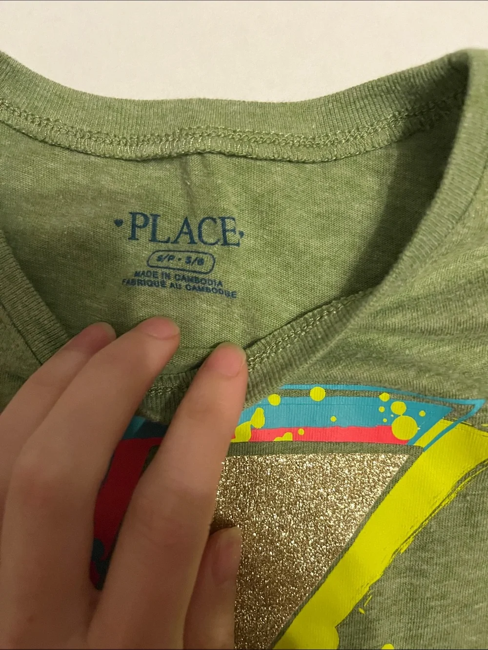 The Children's Place Olive Green Lightning Bolt Long Sleeve Top with Glitter